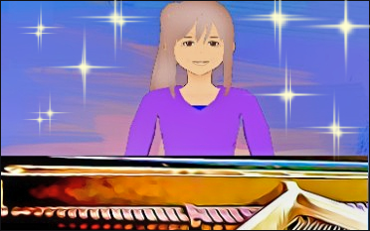 picture of Mrs. Hopkins at the piano