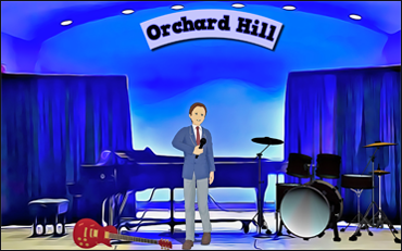 picture of the stage at Orchard Hill right before the performance